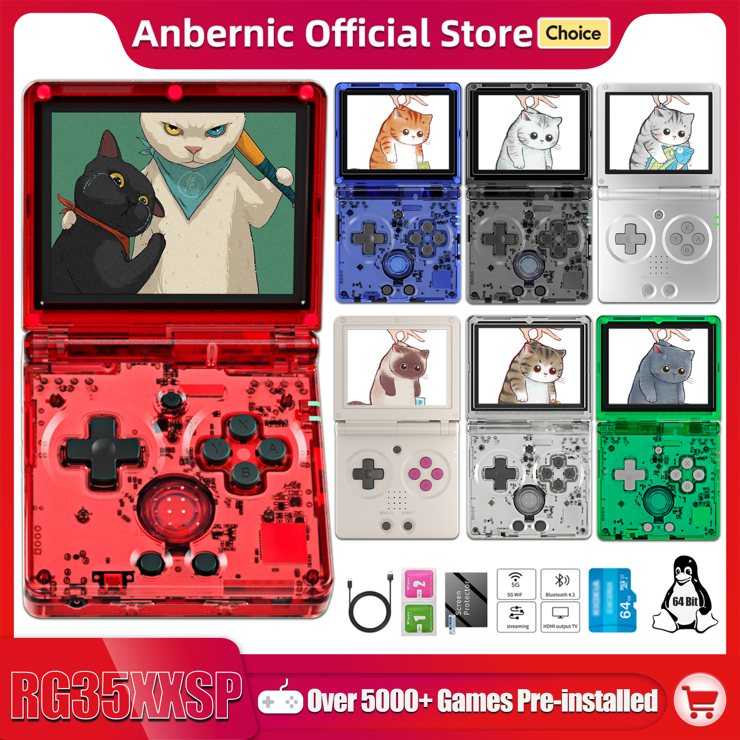 Retro X8 Gaming Console - Anbernic NEW RG35XXSP Flip Handheld Game