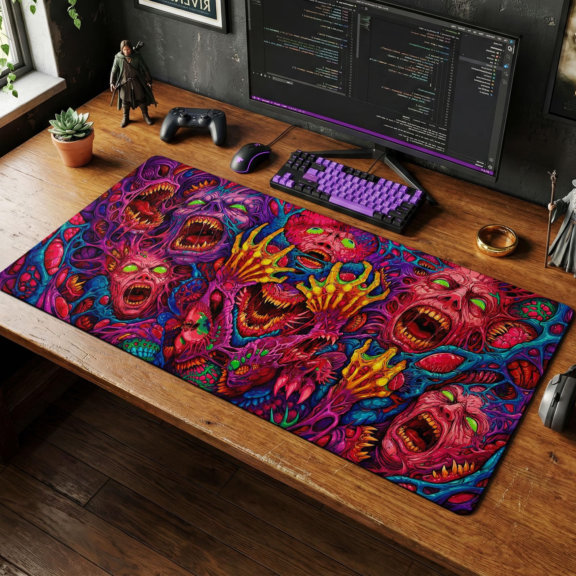 Retro Gaming Style - Japan Red Mouse Pad Neon Gore